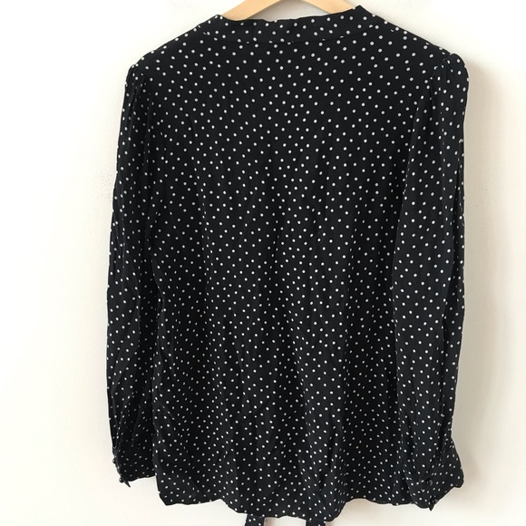 Kate Spade polka dot black and white tie front top - Picture 3 of 11